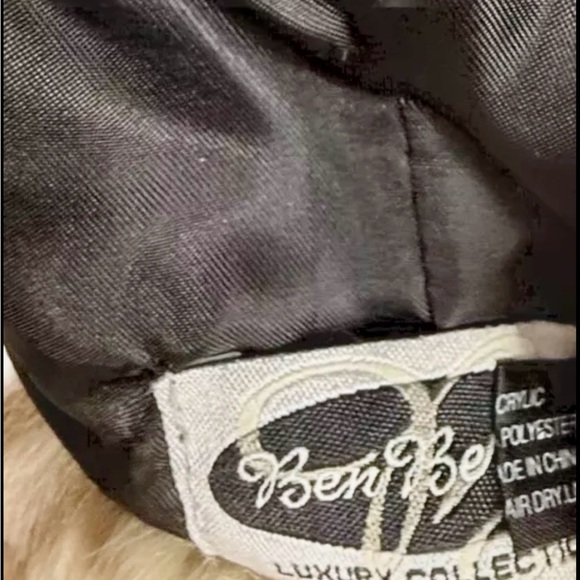 Vintage Ben Berger Womens Hat Luxury Collection Faux Fur Tan Brown Chevron Print - Picture 11 of 12